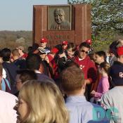 Washington Nationals' Inaugural Home Opener - Fans gather in front of a memorial dedicated to the late George Preston Marshall.