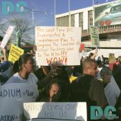 Washington Nationals' Inaugural Home Opener - Demonstrators protest the money spent by District Taxpayers to get the Washington Nationals.
