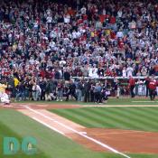 Washington Nationals' Inaugural Home Opener - President Bush waves to Washington National fans.