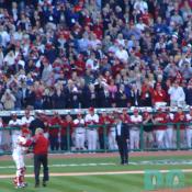 Washington Nationals' Inaugural Home Opener - President Bush became the first sitting president since Richard Nixon in 1969 to throw out the ceremonial first pitch at a Washington, D.C. opener.