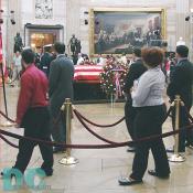 The casket sits in the center of the Rotunda.