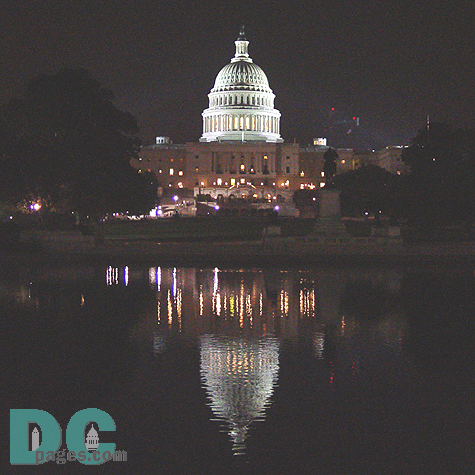 The US Capitol Building and it's nightly reflection in the Reflecting Pool.