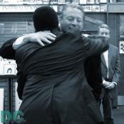 Al Gore hugs an old friend.