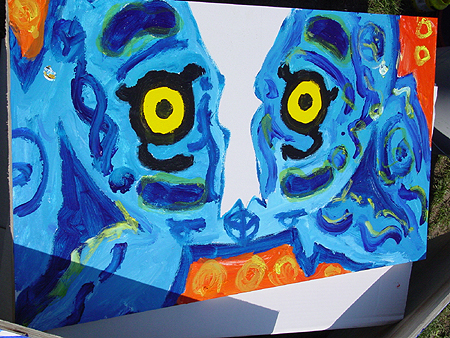 Panel of Blue Dog eyes, September 11, 2003 (image is upside down)