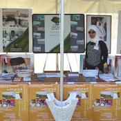 Festival info tent for the Qatar Foundation, a festival sponsor