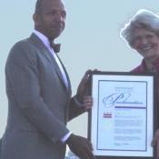 DC Mayor Anthony Williams and Harriet Fulbright with the Peace Proclamation