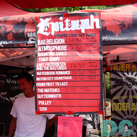 One of the more prominent punk recording labels, Epitaph showcases its artists and also sells their CD's and merchantise at the Label's tent.