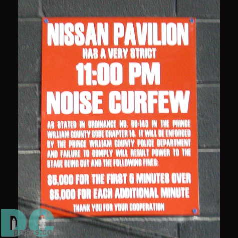 Located in a residential neighborhood just outside the Metropolitan Area, Nissan Pavilion has strict policies on noise violations.