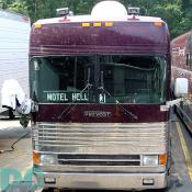 A tour bus, otherwise known as "Motel Hell".
